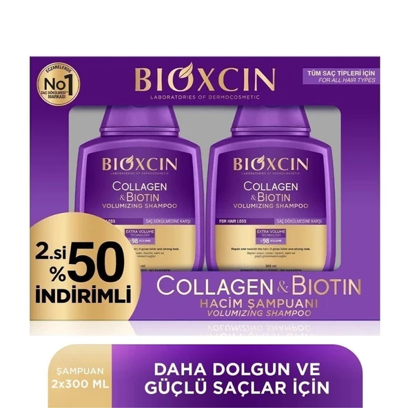 Bioxcin Collagen ve Biotin Hacim Veren Şampuan 2x300 ml