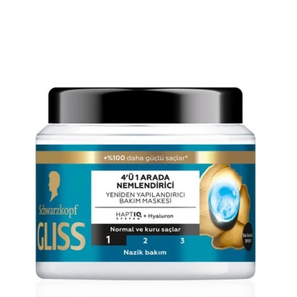 Gliss 4'ü 1 Arada Nemlendirici & Yeniden Yapılandırıcı Saç Bakım Maskesi 400ml