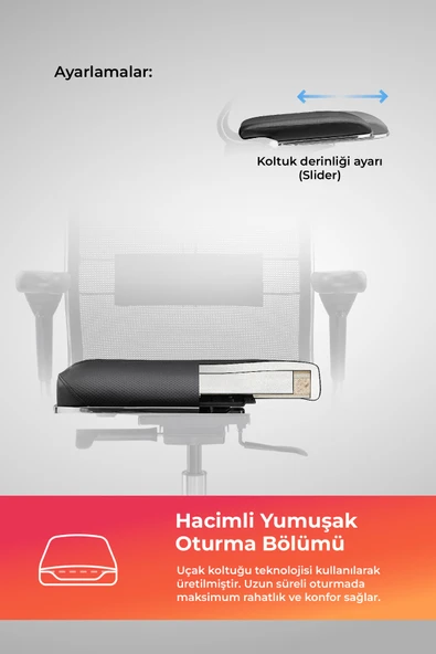 Ergolife Synchrosit 10 Ergonomik Ofis Sandalyesi | Bel Destekli, Fileli Sırt Destekli, Çalışma Sandalyesi -1F6.7.1.544 - 4