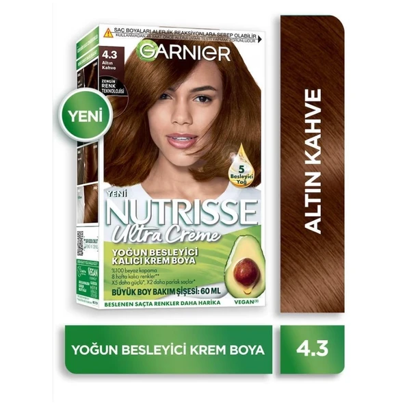 Garnier Nutrisse Yoğun Besleyici Kalıcı Krem Saç Boyası 4-3 Altın Kahve - 2