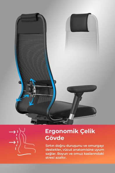 Ergolife Synchrosit 10 Ergonomik Ofis Sandalyesi | Bel Destekli, Fileli Sırt Destekli, Çalışma Sandalyesi -1F6.7.1.544 - 2
