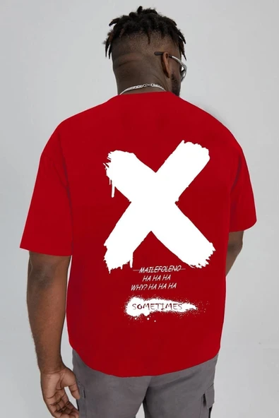 Unisex Sometimes X Baskılı T-shirt - Resim 3