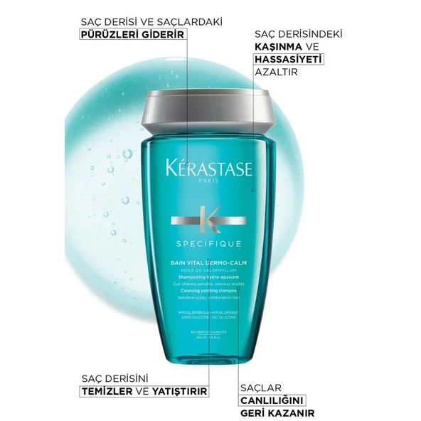 Kerastase Bain Vital Dermo Calm Normal ve Karma Saç Tipleri için Yatıştırıcı Şampuan 250ml - Resim 3
