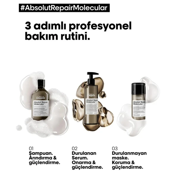 L'oreal Professionnel Serie Expert Absolut Repair Molecular Tüm Yıpranmış Saçlar İçin Şampuan 500ml - Resim 4