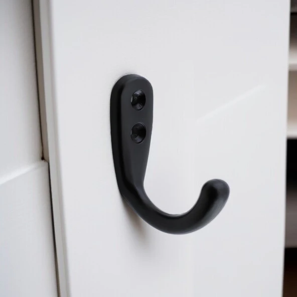 Azra Çanta Elbise Askısı Siyah Duvar Vestiyer Banyo Mutfak Kıyafet Asma Kulp Dolap Askılık Askılığı - 2