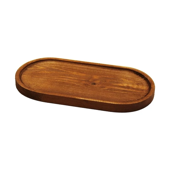 OVAL   KOYU RENK=KAHVERENGİ  AHŞAP YAĞDANLIK ALTLIK  25X12.5CM (4172)