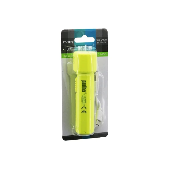 3W   USB ŞARJLI   MİNİ  EL FENERİ  2 MOD IŞIK - MAX: 500 LUMEN - 500 mAh PİL PT-6899 (4172)