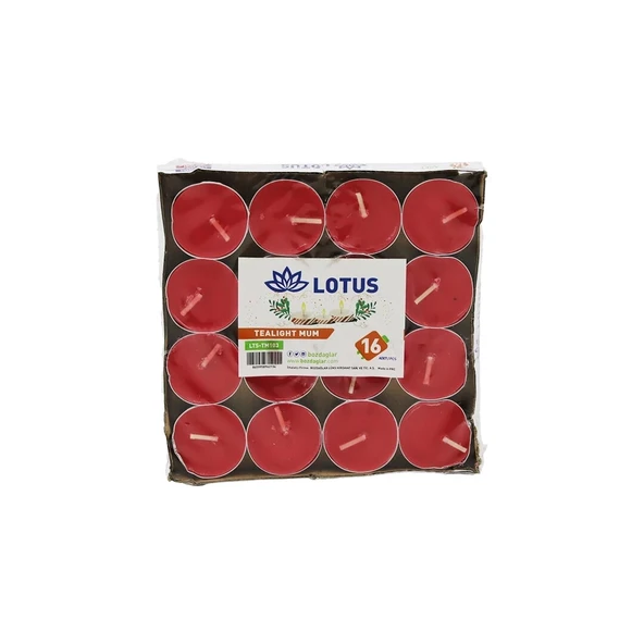 16PCS   YUVARLAK - KIRMIZI  TEA LİGHT MUM (4172)