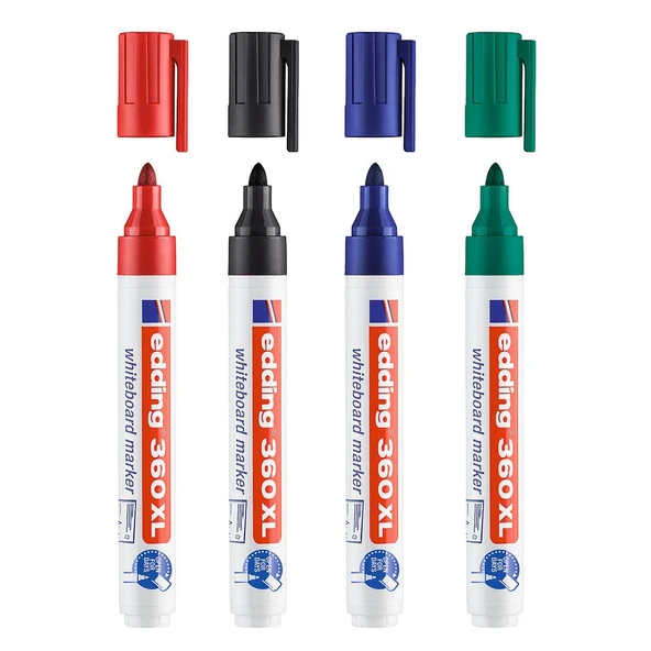 Edding 360 XL Doldurulabilir Beyaz Yazı Tahtası Kalemi 4 Renk Set