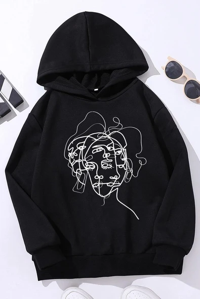 Çocuk Woman one line Baskılı Sweatshirt
