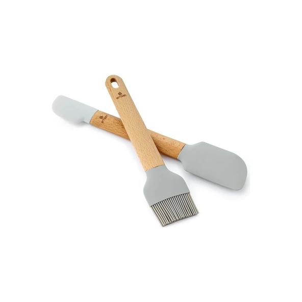 EMSAN SOFT SİLİKON FIRÇA SPATULA SETİ GRİ