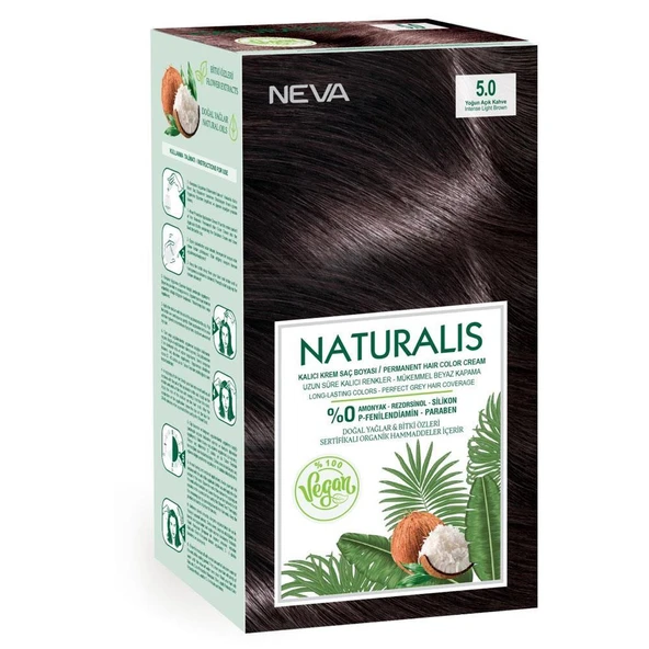 Nevacolor Naturalis Saç Boyası 5-0 Yoğun Açık Kahve %100 Vegan