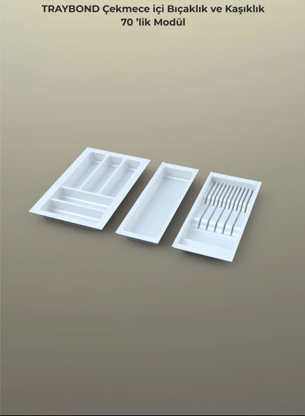 Çekmece Içi Kaşıklık Ve Bıçaklık Düzenleyici  Beyaz, 64x48 Yandan Ve Boydan 4Cm Kesilebilir - 2