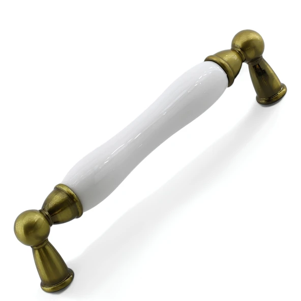 Domaniç Porselen Antik Sarı Kulp 128 mm Mobilya Çekmece Mutfak Dolabı Dolap Kapak Kulplar Kulb Kulpu - 4