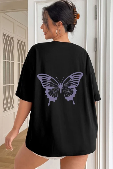 Unisex Butterfly Baskılı T-shirt - 11