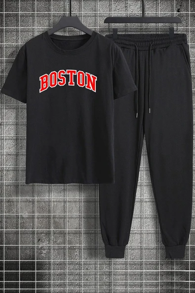 Unisex Boston Baskılı 2'li Eşofman Takımı