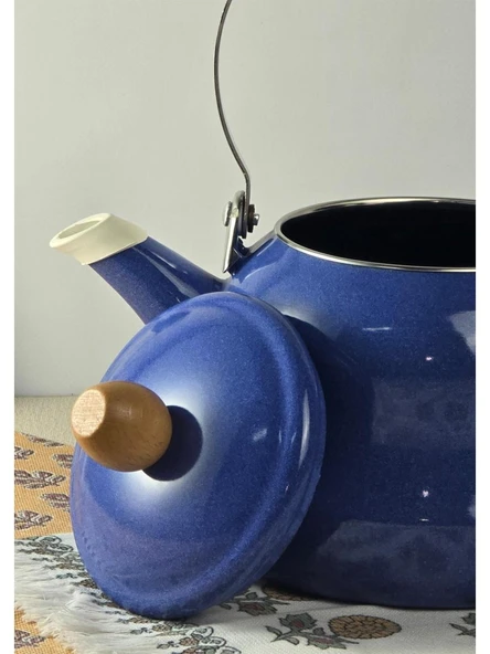Alev Vintage Ahşap Saplı Emaye Demlik Kettle 2,5Lt - 2
