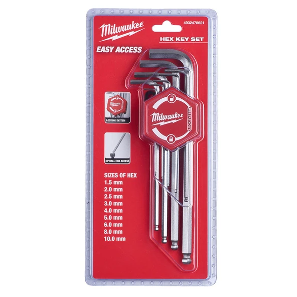 Milwaukee Allen Anahtar Set 1.5 – 10 MM 9 Parça 4932478621