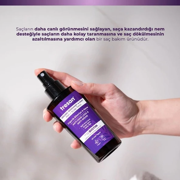 Tresan Organik Biberiye & Nane Dökülme ve Yıpranma Karşıtı Saç Toniği 125ml - Resim 2