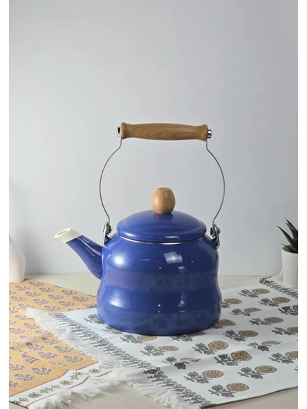 Alev Vintage Ahşap Saplı Emaye Demlik Kettle 2,5Lt
