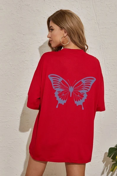 Unisex Butterfly Baskılı T-shirt - 7
