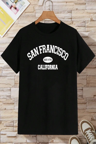Pamuklu San Francisco Baskılı Oversize T-shirt