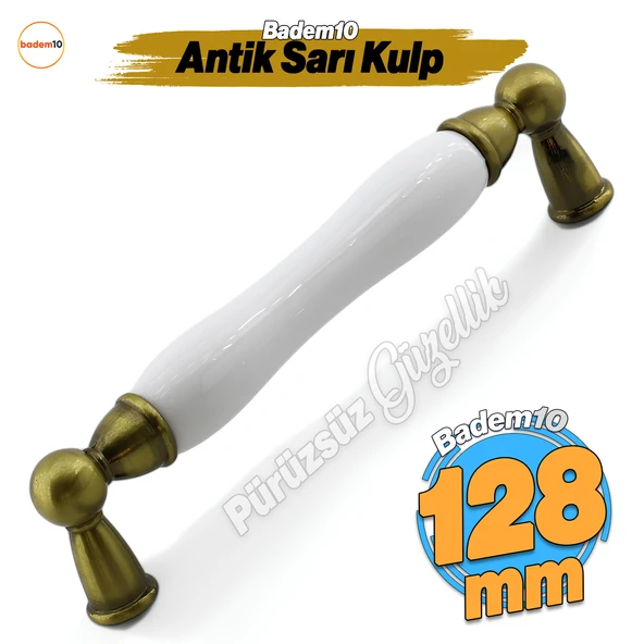 Domaniç Porselen Antik Sarı Kulp 128 mm Mobilya Çekmece Mutfak Dolabı Dolap Kapak Kulplar Kulb Kulpu