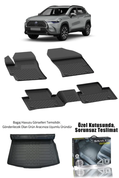Sahler Corolla Cross 2022+ Uyumlu 4.5D Premium Havuzlu Oto Paspas ve Liner Marka 3D Bagaj Havuzu - Corolla Cross - Resim 2