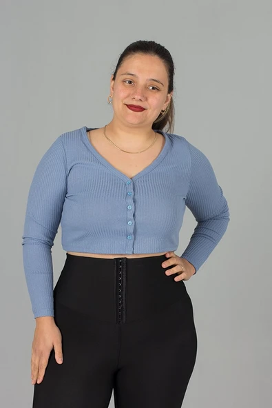 Büyük Beden Crop Hırka Bluz