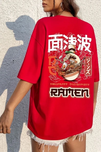 Unisex Ramen Baskılı T-shirt - Resim 5