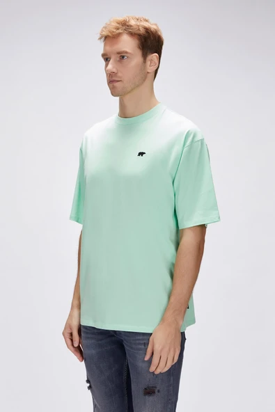 Bad Bear Damon Su Yeşili Erkek Oversize Tişört - Resim 4