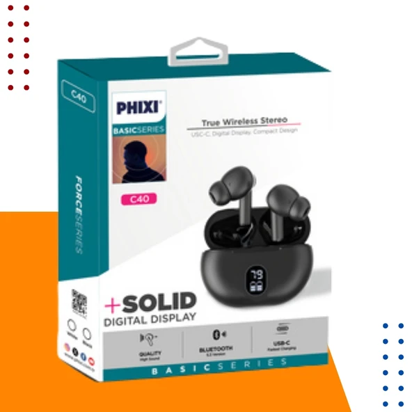 Phixi Basic C40 ENC Bluetooth Kulaklık - Güçlü Bas, Berrak Ses ve Yüksek Ses Kalitesi- Bluetooth 5.3 - 2