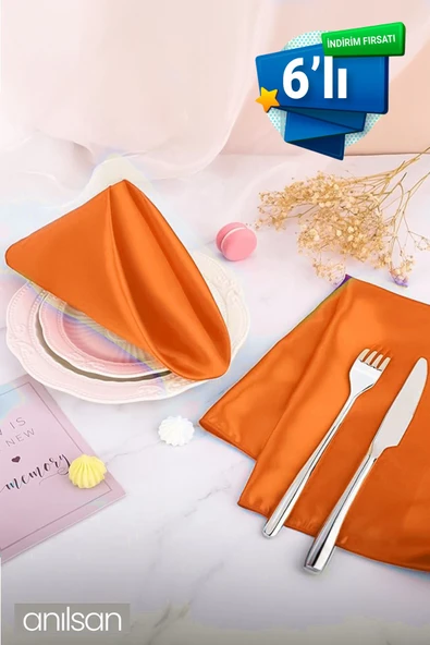 6’lı %100 Pamuk Kumaş Peçete Kahverengi 50x50 Cm Mutfak Bezi Sofra Sunum Servis Peçetesi