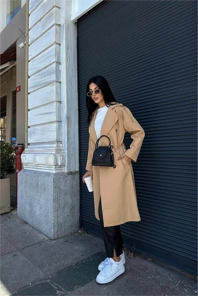 Dipmoda kadın camel zra mevsimlik trençkot DPMYLK20 - 2
