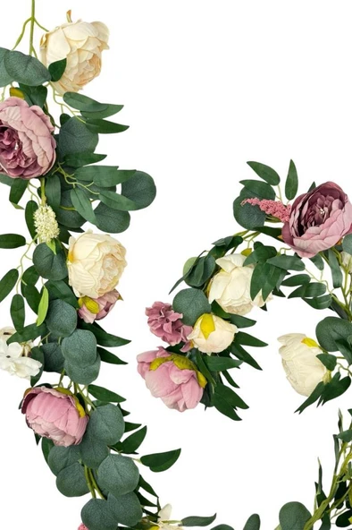 Nettenevime Yapay Çiçek Sarkan Ve Dolanan Şakayık Pudra Krem Okaliptus Yapay Sarmaşık Masa Çiçeği - Resim 4