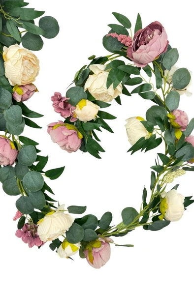 Nettenevime Yapay Çiçek Sarkan Ve Dolanan Şakayık Pudra Krem Okaliptus Yapay Sarmaşık Masa Çiçeği - Resim 2