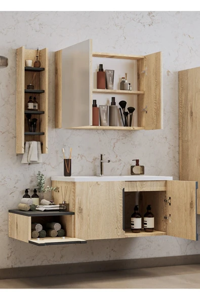 BALNEOM Zakkum 100 Cm %100 Mdf Lavabolu Banyo Dolabı - 2