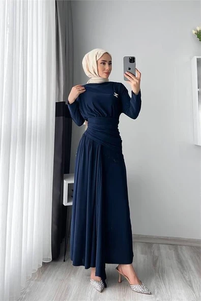 Dipmoda kadın candy kumaş tesettür elbise NMS047 - 3