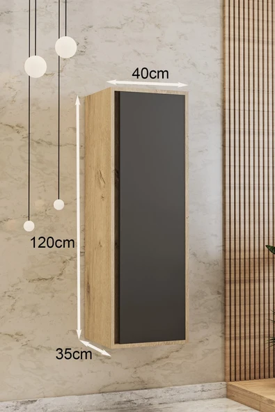BALNEOM Banyo Gül 120 Cm %100 Mdf Banyo Boy Dolabı
