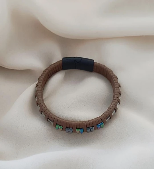 Bileklik Hakiki Deri Örgü Unisex 21 cm Bilezik Takı Aksesuar - Resim 3