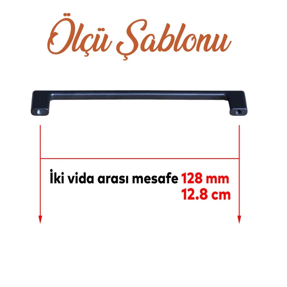Metal Kulp 128 mm-12.8 cm Mobilya Çekmece Mutfak Dolabı Dolap Kapak Kulpları Kulbu Kulpu Siyah - 2