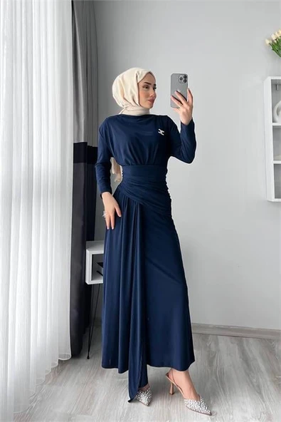 Dipmoda kadın candy kumaş tesettür elbise NMS047