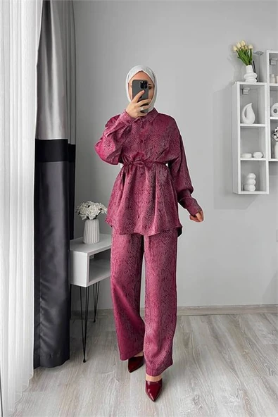 Dipmoda kadın jakarlı alt üst ikili tesettür takım NMS053 - 2