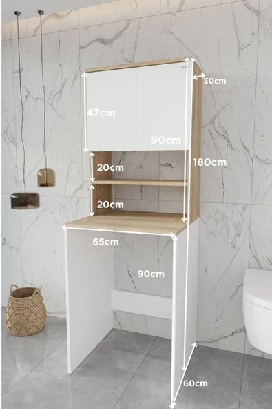 BALNEOM Çamaşır Makinesi Dolabı Beyaz - 3