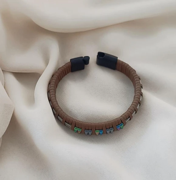 Bileklik Hakiki Deri Örgü Unisex 21 cm Bilezik Takı Aksesuar - Resim 4
