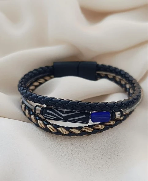 Bileklik Hakiki Deri Örgü Unisex 20 cm Bilezik Takı Aksesuar - Resim 5