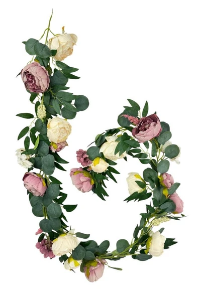 Nettenevime Yapay Çiçek Sarkan Ve Dolanan Şakayık Pudra Krem Okaliptus Yapay Sarmaşık Masa Çiçeği ürün görseli 1