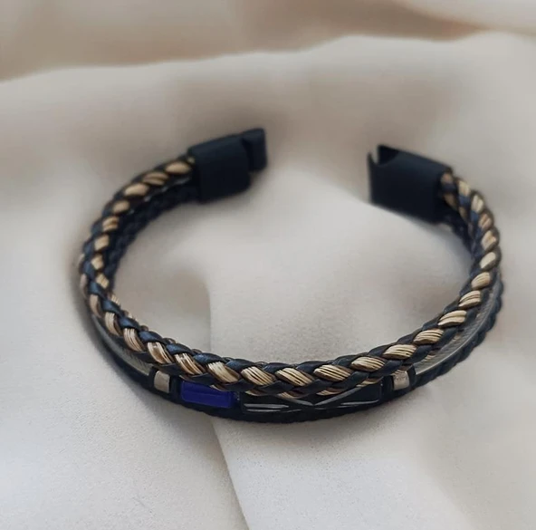 Bileklik Hakiki Deri Örgü Unisex 20 cm Bilezik Takı Aksesuar - Resim 3