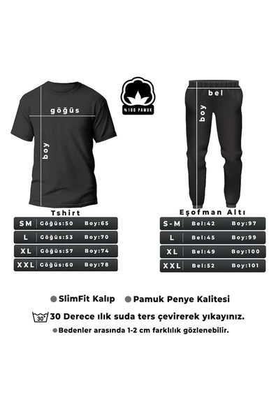 Unisex Cartoon Face Baskılı 2'li Eşofman Takımı - 3