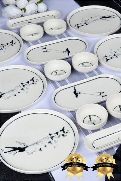 Farika Porselen Düğüm 16 Parça 6 Kişilik Porselen Kahvaltı Takımı